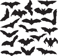 set of bats silhouettes