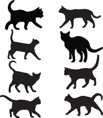 set of cats silhouettes