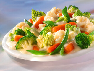 Rahmgemüse, Brokkoli, Romanesco, Möhren, Rahmsauce, Blumenkohl,