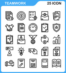 a set of teamwork icons, office and school equipment icons
