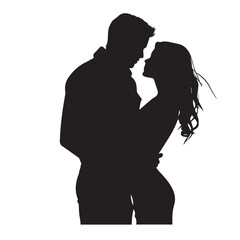 silhouette of bride and groom