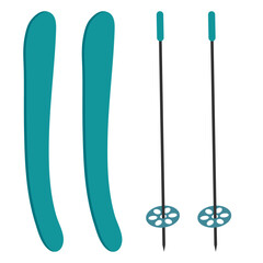 Alpine skis and sticks. Vector illustration.