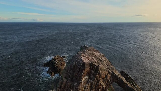 Bow fiddle rock Portknockie Scotland aerial view