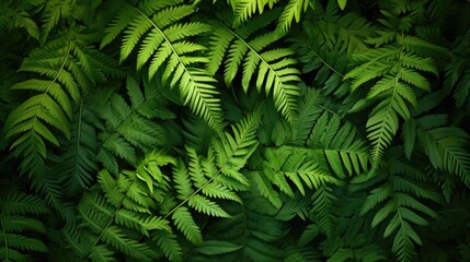 Verdant Serenity: A Lush Green Foliage Background, fern leaves, leaf
