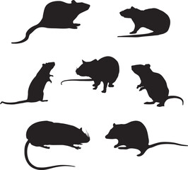 Black Rat Vector Art Icons.
