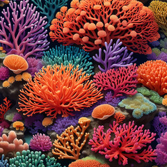 Naklejka na ściany i meble coral reef and coral