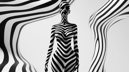 A Woman With Zebra Print Pattern Skin Posing Front View