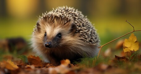 Naklejka na ściany i meble The Hidden Life of a Spiny Hedgehog in the Forest Depths