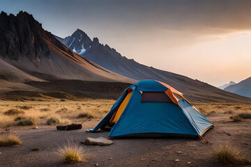 survival camping tent in the canyon  , outdoor activity