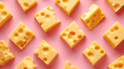 piece of cheese on a pink background 