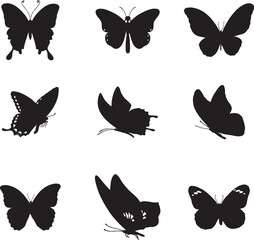 set of butterflies silhouettes