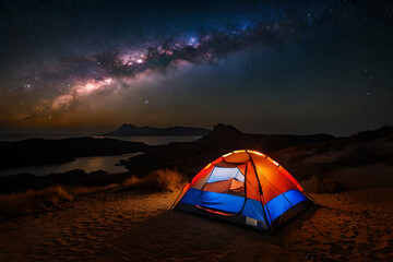  wild camping at  night  under a wonderful nebulae
