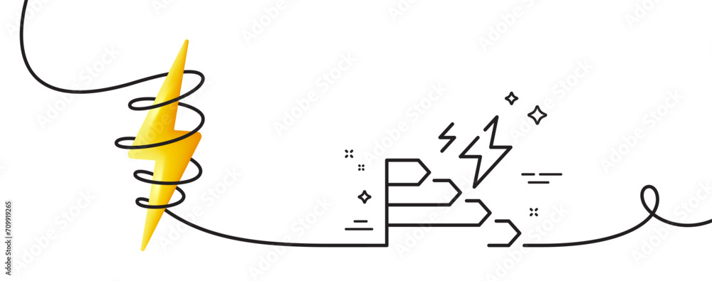 Poster consumption growth line icon. continuous one line with curl. electric power up trend sign. energy ch