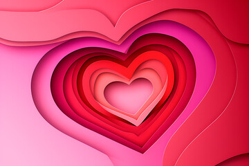 Papercut style of colorful love hearts in Valentine day