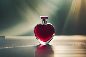 heart shaped red perfume flacon template , romantic perfume concept