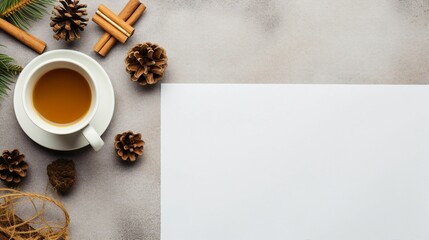 Obraz na płótnie Canvas Stylish Workspace with Office Supplies and Coffee on Grey Background
