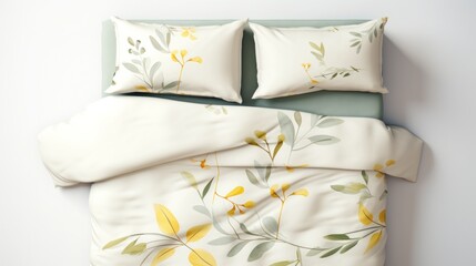 a mockup of full bedding mockup set duvet cover, fitted sheet , double bed bed sheet bedding.


