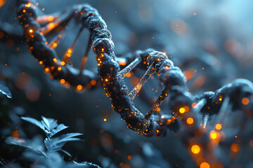 Modern gene DNA particle background - obrazy, fototapety, plakaty