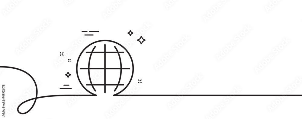 Poster globe line icon. continuous one line with curl. world or earth sign. global internet symbol. globe s