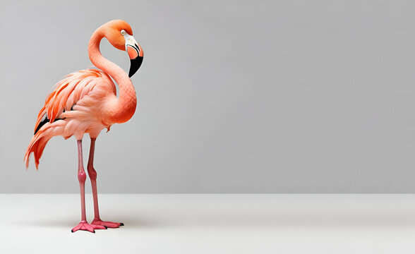 Flamingo bird close up, generative ai