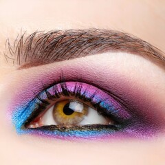 Portrait of sexy fashion model girl with bright eye makeup
