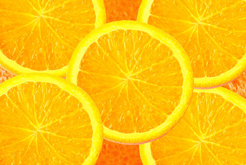 Juicy orange slices. Juicy fruits background. yummy