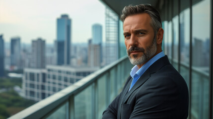 Fototapeta premium Senior Male Executive Overlooking the City