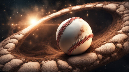 Baseball comet hurling through the cosmos - obrazy, fototapety, plakaty