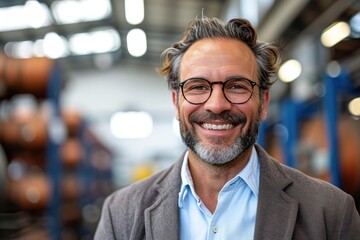 Obraz premium Portrait of smiling businessman in factory