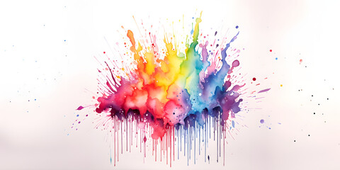 Bright colorful spots of paint splashes on a white background. Rainbow design on a white background. illustration made of paint