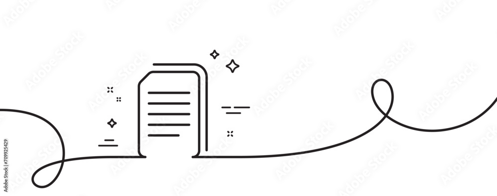 Poster copy documents line icon. continuous one line with curl. copying files sign. paper page concept symb