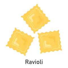 Ravioli pasta. Restaurant pasta. For menu design, packaging. Vector illustration.