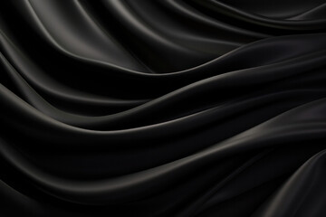 Fototapeta premium Black wavy silk background 