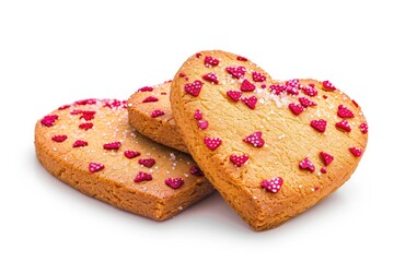Heart shaped cookies for Valentine's Day isolated on white background