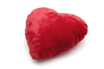 Fototapeta premium Red heart shaped pillow isolated on white background