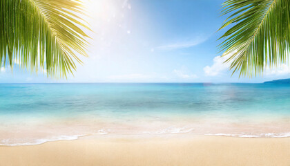 Tropical beach with coconut palm tree. Summer vacation concept.