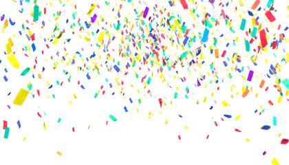 Colorful confetti on a white background. 