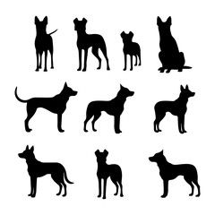 Max dog silhouette set. Cute icon of dogs. Dog vector illustration and logo style