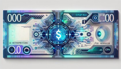 Conceptual Digital Currency Design with Cybernetic and Futuristic Elements