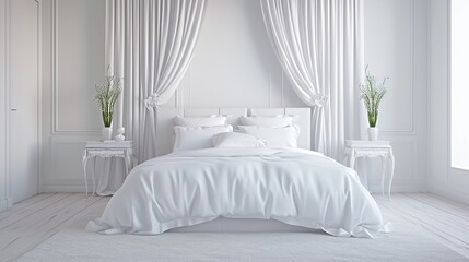 Luxurious bedroom with white tones