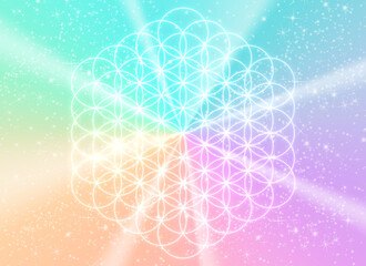 Flower of life - Sacred geometry - Pastel gradient