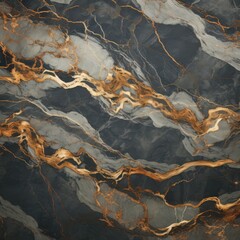 Fototapeta premium Abstract gray marble texture with gold splashes, blue luxury background