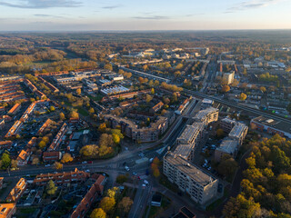 Hilversum city with residential houses from above, Aerial