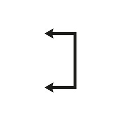 Long thin double arrow. Square and rectangular shape. Vector drawing. Illustration on white background. 