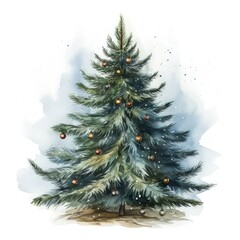 Merry Christmas watercolor decoration in a natural minimalist style,Christmas trees illustration