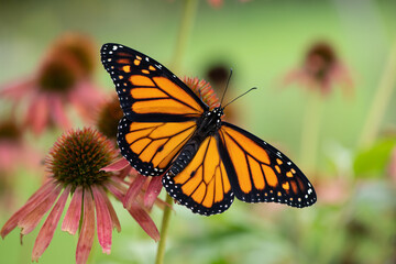 Fototapeta na wymiar monarch on pink Coneflower