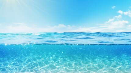 Obraz premium Summer tropical sea with sparkling waves and blue sunny sky