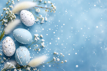 Colourful Easter eggs banner, copy space, easter celebration concept 