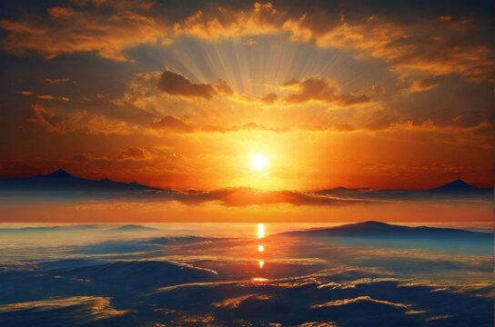 sunset on the sea AI generated image 