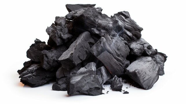 a pile of coals against a white background.